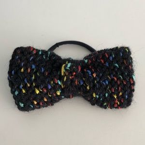 Handmade Crocheted Ponytail Bow Black Multicolor